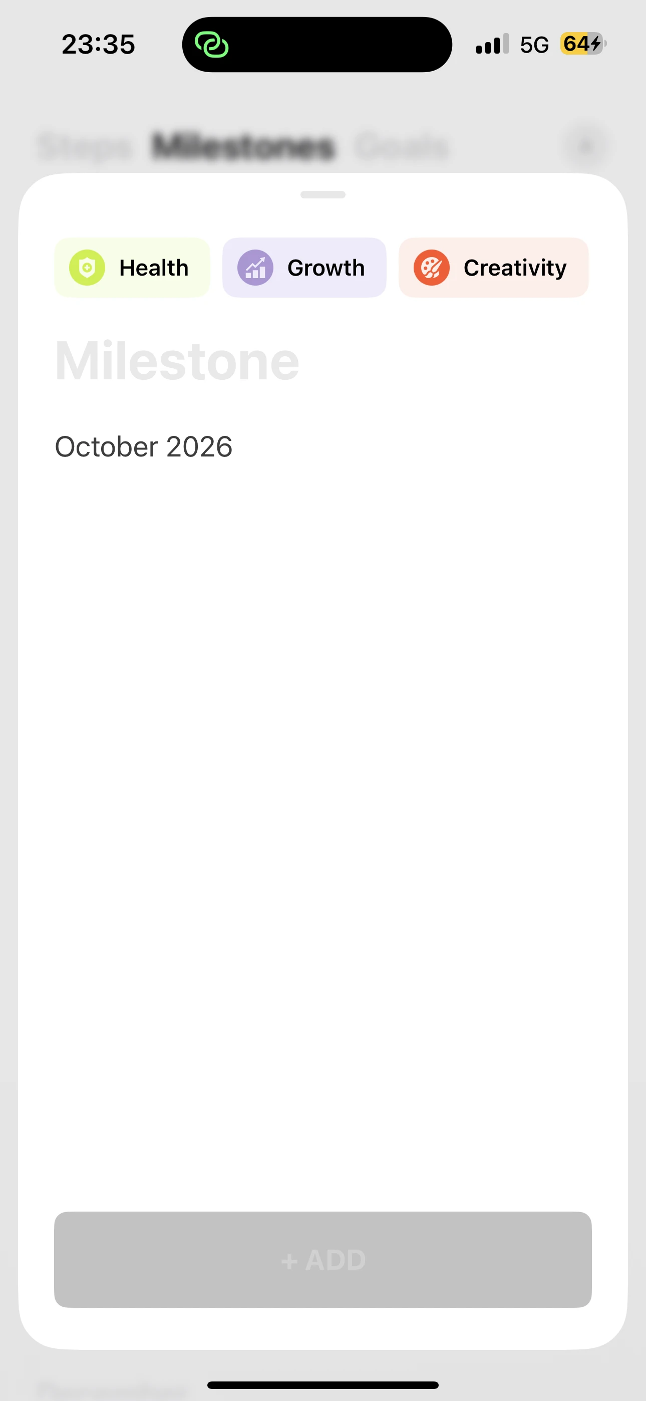 Kompass app: Create a milestone with a category and month